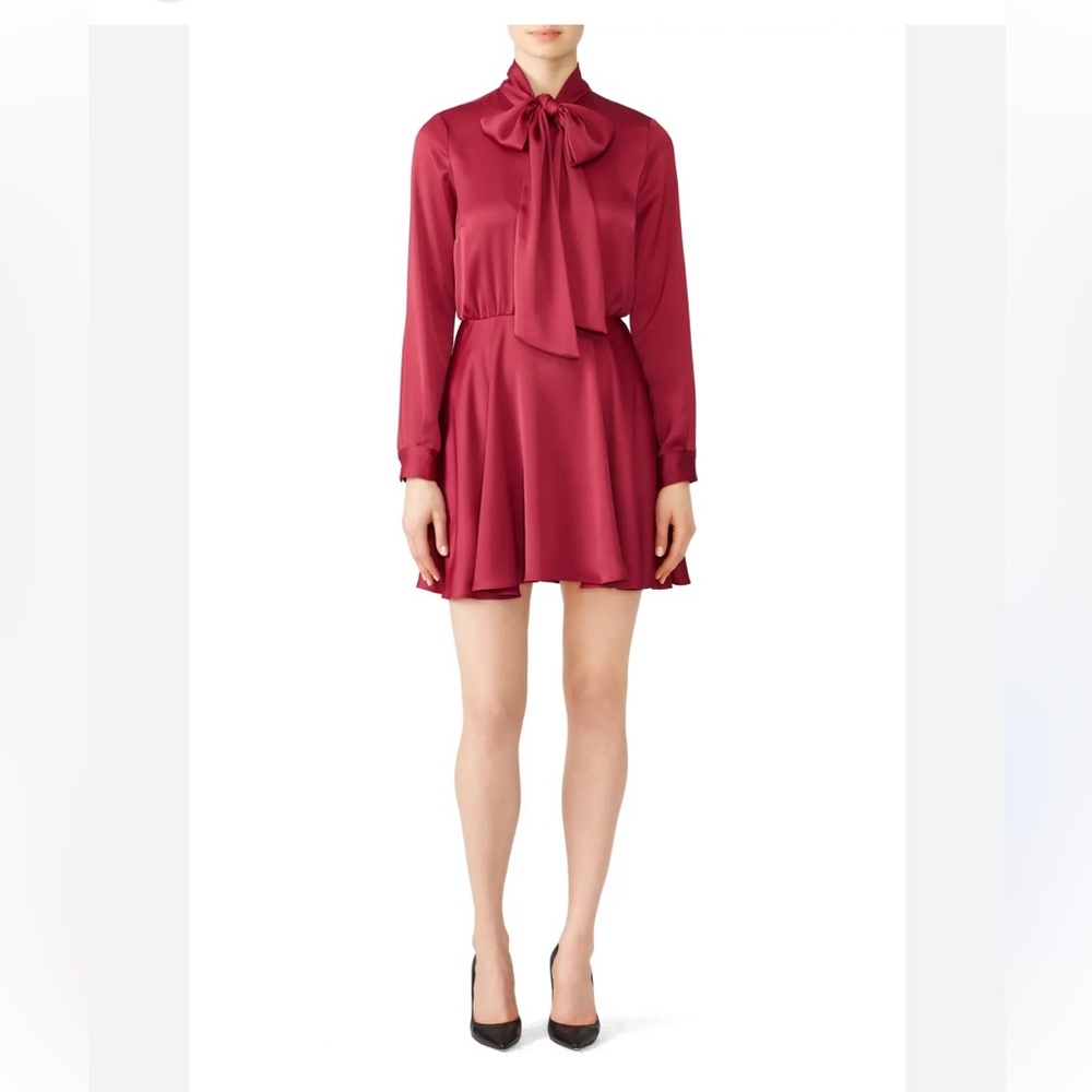 JAY Godfrey Boysenberry Jill Long-Sleeve Tie-Neck Mini Dress 10